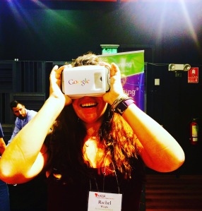 using Google virtual reality glasses at the conference!